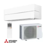 Hiperinvertoren klimatik mitsubishi a white air conditioner and a remote control